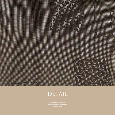 紬 リサイクル 身丈160.2cm 裄62.4cm 袷 医科学柄 ブラウン Mサイズ お洒落 カジュアル 正絹 広衿 Aランク