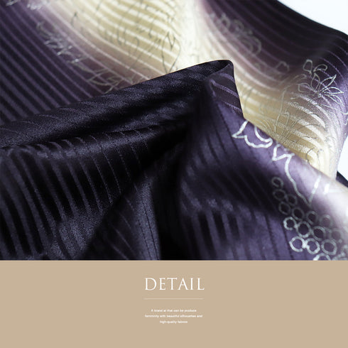 訪問着 リサイクル 身丈153.8cm 裄61.6cm 袷 縦ぼかしに花唐草柄 金彩 パープル Sサイズ お洒落 正絹 広衿 Sランク