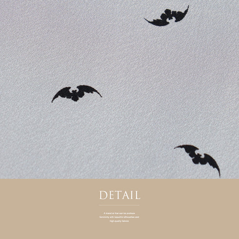 帯揚げ リサイクル お洒落 ちりめん 正絹 グレー コウモリ柄 新品・未使用品 AG-1221