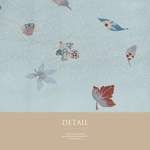 小紋 リサイクル 身丈161.5cm 裄65.4cm 袷 葉各種柄 ブルー Lサイズ お洒落 カジュアル 不明 広衿 Aランク