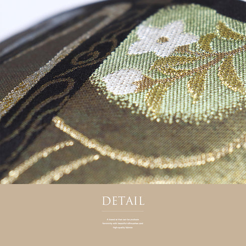 袋帯 リサイクル 帯丈438cm 六通 古代裂段文 ゴールド Mサイズ 正絹 新品・未使用品 フォーマル セミフォーマル