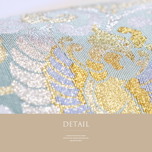 名古屋帯 リサイクル 帯丈364cm ポイント柄 綴れ帯 菱に鳳凰柄 ベージュ Mサイズ 正絹 Sランク お洒落