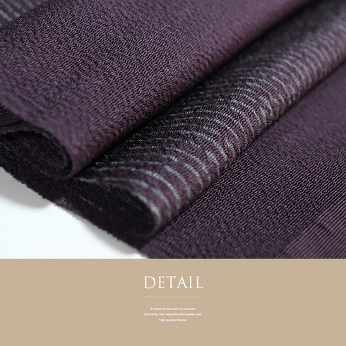 帯締め・帯揚げセット リサイクル ゆるぎ パープル 正絹 新品・未使用品 デザイン竹縞