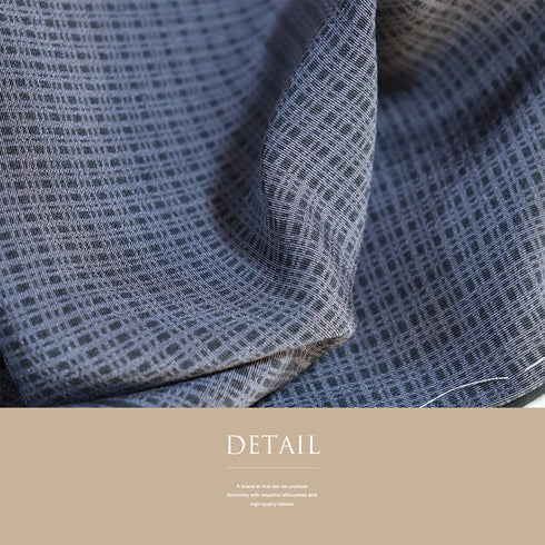 付下げ リサイクル 身丈161.7cm 裄68.6cm 袷 ・格子柄 縞柄 ゆったり ブルー Lサイズ お洒落 落款 しつけ糸 正絹 広衿 Sランク