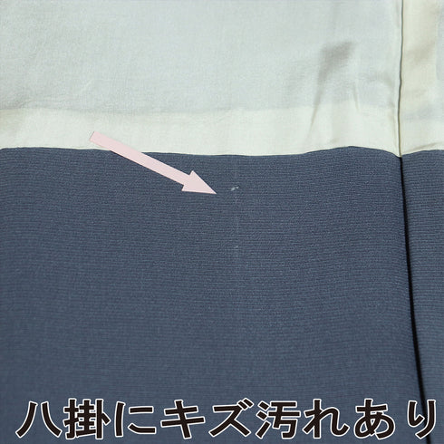 訪問着 リサイクル 身丈163cm 裄67.4cm 袷 花柄 パールトーン加工 箔 ブルー Lサイズ お洒落 正絹 広衿 Aランク