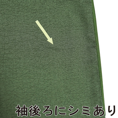 大島紬 リサイクル 身丈160.5cm 裄64.8cm 袷 染大島紬 氷割山文 利休趣 都喜ヱ門 グリーン Lサイズ お洒落 落款 証紙 一つ紋 正絹 広衿 Aランク