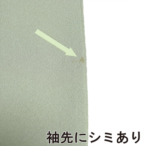 訪問着 リサイクル 身丈158.5cm 裄65.8cm 袷 風景柄 草花 汕頭刺繍 グリーン Mサイズ お洒落 セミフォーマル 正絹 広衿 Sランク