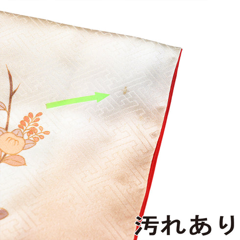 付下げ リサイクル 身丈158cm 裄64.8cm 袷 立花柄 菊柄 金駒刺繍 地紋 ピンク Mサイズ セミフォーマル 落款 正絹 広衿 Sランク