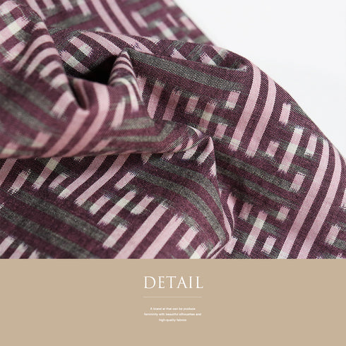 小紋 リサイクル 身丈153cm 裄64cm 袷 絣模様 アンティーク パープル Sサイズ カジュアル 木綿 洗える着物 広衿 Sランク