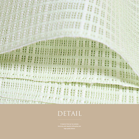 名古屋帯 リサイクル 帯丈364cm 全通 夏物 格子柄 グリーン Mサイズ 正絹 新品・未使用品 カジュアル