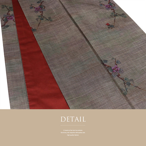 大島紬 リサイクル 身丈155.3cm 裄63cm 袷 花枝柄 ぼかし ブラウン Sサイズ カジュアル お洒落 正絹 広衿 Sランク