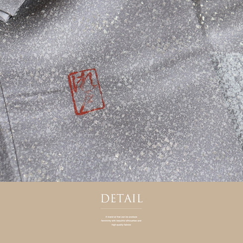 訪問着 身丈163.5cm 裄64.4cm 袷 オリエンタル柄 グレー Lサイズ セミフォーマル お洒落 正絹 広衿 Sランク