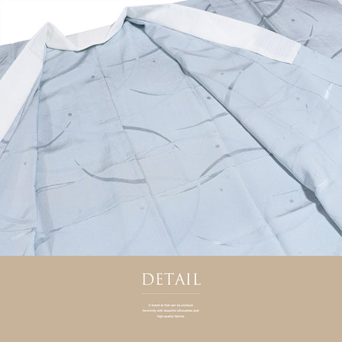 長襦袢 リサイクル 長襦袢 身丈124.5cm 裄63cm 袷 露芝の地紋柄 ブルー Sサイズ お洒落 正絹 Sランク