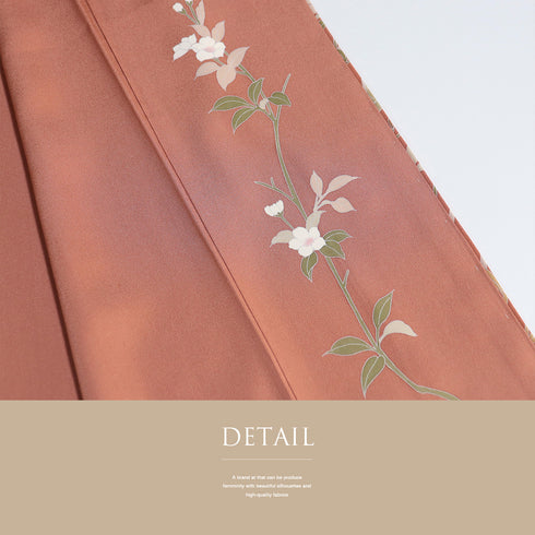 訪問着 リサイクル 身丈162.8cm 裄65.6cm 袷 草花柄 ピンク Lサイズ 正絹 広衿 Sランク