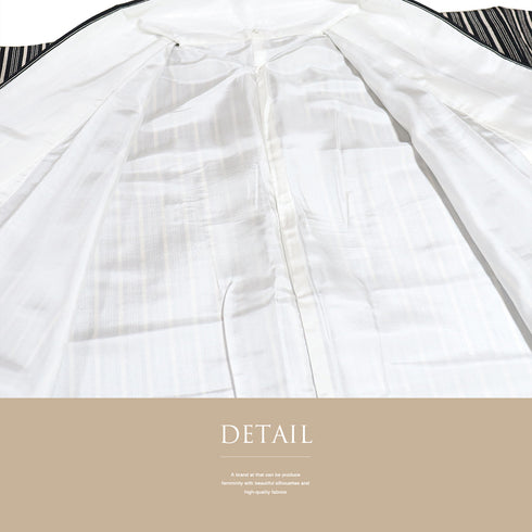 小紋 リサイクル 身丈165.5cm 裄66.4cm 袷 縞柄 ブラック LLサイズ お洒落 カジュアル 不明 広衿 Sランク