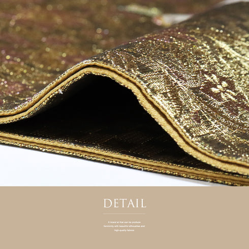 袋帯 リサイクル 帯丈434cm 六通 花に鳥模様 ゴールド Sサイズ 正絹 Sランク フォーマル