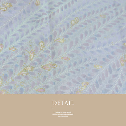 長襦袢 リサイクル 長襦袢 身丈125.6cm 裄65.2cm 袷 枝葉文 箔 パープル Mサイズ お洒落 しつけ糸 正絹 袖無双 Sランク