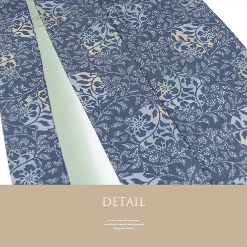 小紋 リサイクル 身丈155cm 裄64.6cm 袷 たたきに蔓草花模様 ブルー Sサイズ お洒落 カジュアル 正絹 広衿 Sランク