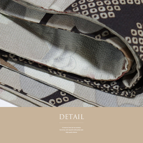 半巾帯 リサイクル 帯丈398cm 全通 鶴や波や花柄 両面柄 撫松庵 グレー SSサイズ 正絹 Sランク カジュアル お洒落