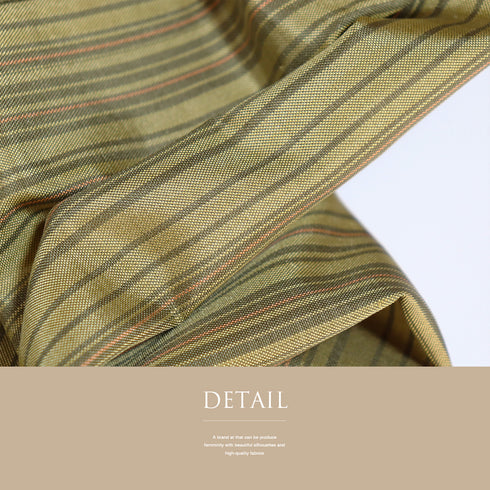 道行コート リサイクル 身丈131.7cm 裄68.8cm 単衣 雨コート 縞柄 ロング丈 グリーン LLサイズ お洒落 正絹 Sランク