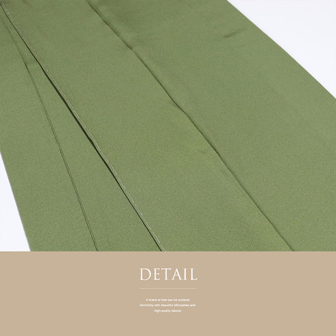 色無地 リサイクル 身丈160cm 裄63.6cm 袷 ちりめん グリーン Mサイズ お洒落 しつけ糸 正絹 広衿 Sランク