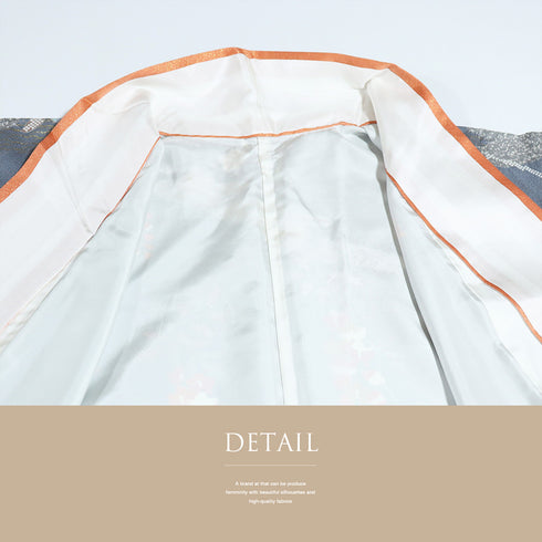 訪問着 リサイクル 身丈165.7cm 裄68.4cm 袷 菊柄 金駒刺繍 絞り 重ね衿付き ブルー LLサイズ セミフォーマル 正絹 広衿 Sランク