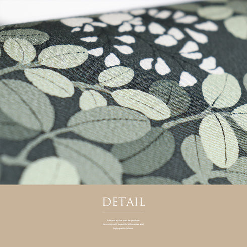 名古屋帯 リサイクル 帯丈384cm ポイント柄 開き仕立て 萩柄 型染め 裏布無し ちりめん グリーン Lサイズ 正絹 Sランク お洒落