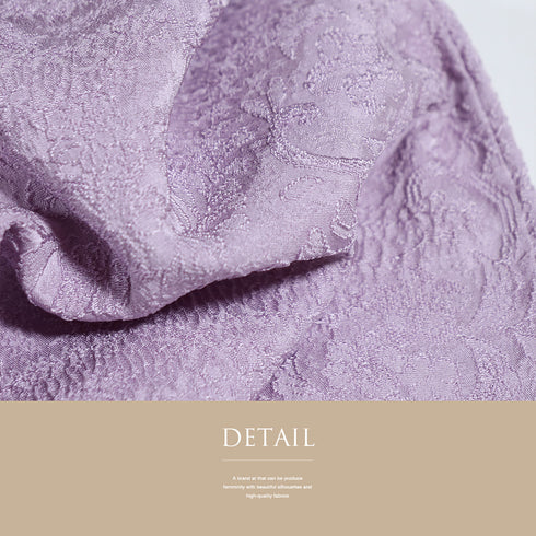 色無地 リサイクル 身丈157.5cm 裄64.8cm 袷 藤の花柄 辻ヶ花風柄 パープル Mサイズ お洒落 しつけ糸 正絹 広衿 地紋あり Sランク