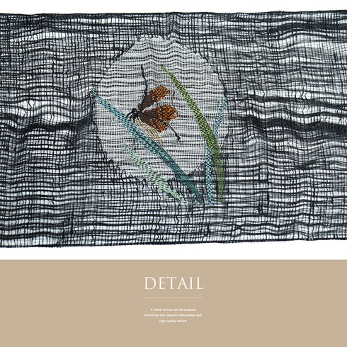 名古屋帯 リサイクル 帯丈369.5cm ポイント柄 9寸 夏物 とんぼ柄 ブラック Mサイズ 不明 Bランク カジュアル