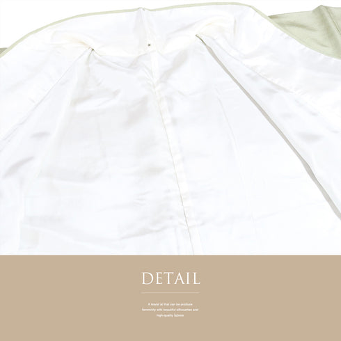 訪問着 リサイクル 身丈157.7cm 裄67.8cm 袷 山に霞模様 刺繍 箔 グリーン Mサイズ お洒落 セミフォーマル 正絹 広衿 Aランク