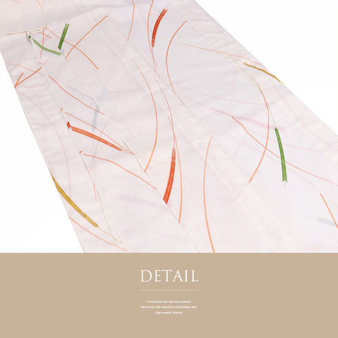 小紋 リサイクル 夏着物 身丈159.5cm 裄63.4cm 絽 稲穂柄 アイボリー Mサイズ カジュアル 不明 広衿 Sランク