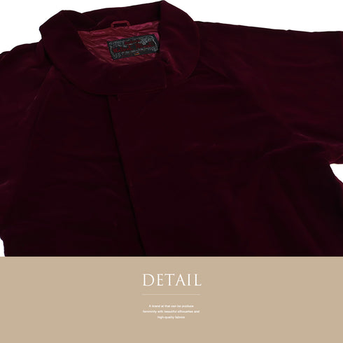 コート リサイクル 身丈86cm 裄65cm 袷 ベルベット ラグラン袖 レッド Mサイズ カジュアル 不明 Sランク