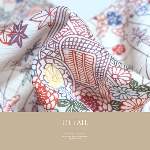 小紋 リサイクル 身丈158cm 裄63.8cm 袷 付け下げ小紋 花車に楓や松模様 ホワイト Mサイズ お洒落 カジュアル 正絹 広衿 Aランク