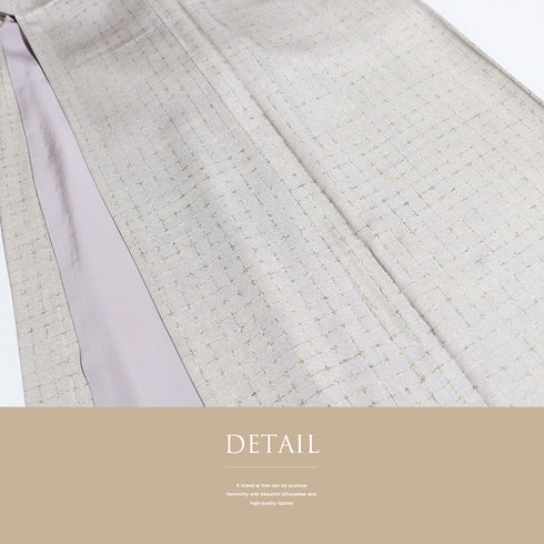 紬 リサイクル 身丈163.5cm 裄65.6cm 袷 格子柄 パープル Lサイズ カジュアル 正絹 広衿 Aランク