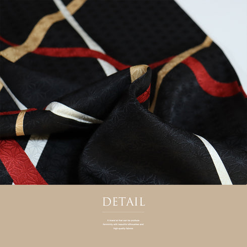 小紋 リサイクル 身丈168cm 裄66.4cm 袷 麻の葉地紋にデザイン籠目模様 ブラック LLサイズ お洒落 正絹 広衿 未使用品