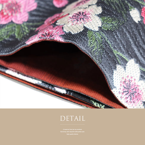 袋帯 リサイクル 帯丈456cm 六通 夜桜柄 ぼかし ブラック Lサイズ 正絹 Sランク フォーマル お洒落