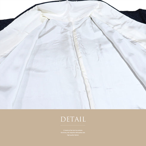 付下げ リサイクル 身丈159cm 裄68cm 袷 鳳凰更紗柄 たたき 地紋 ネイビー Mサイズ お洒落 正絹 広衿 Sランク