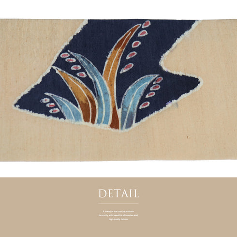 名古屋帯 リサイクル 帯丈343.5cm ポイント柄 草花柄 紬 ベージュ Sサイズ 正絹 Sランク カジュアル