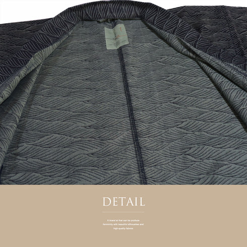 男物 リサイクル 身丈138.5cm 裄72.2cm 単衣 デニム着物 既製品 ネイビー SSサイズ お洒落 カジュアル 木綿 洗える着物 棒衿 Sランク