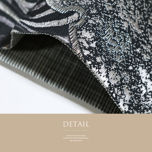 袋帯 リサイクル 帯丈448cm 六通 新小石丸 松煙染 変形雪輪に流水柄 ブラック Mサイズ 正絹 Sランク お洒落