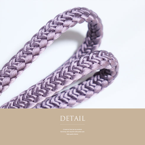 帯締め・帯揚げセット リサイクル 平組紐 ちりめん パープル 正絹 新品・未使用品 デザイン縞柄
