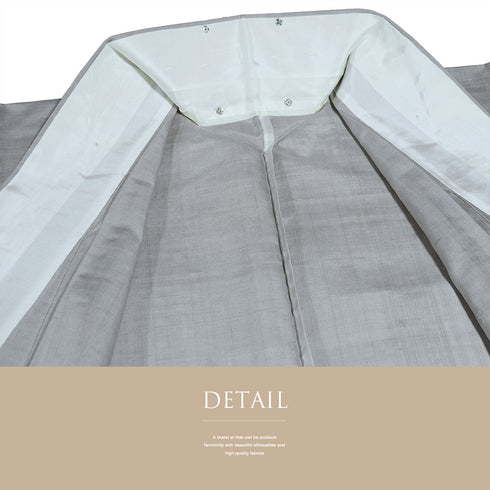 付下げ リサイクル 身丈164.5cm 裄66.2cm 単衣 紬 段ぼかし柄 グレー Lサイズ お洒落 しつけ糸 正絹 広衿 Sランク