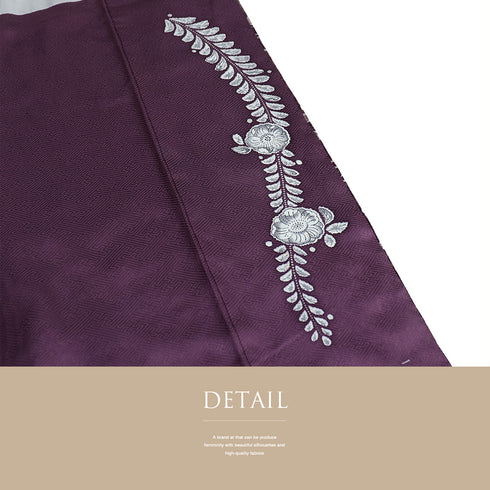 訪問着 リサイクル 身丈161cm 裄64cm 袷 辻ヶ花模様 後絞り 箔加工 松本孝美作 パープル Lサイズ お洒落 落款 しつけ糸 正絹 広衿 Sランク