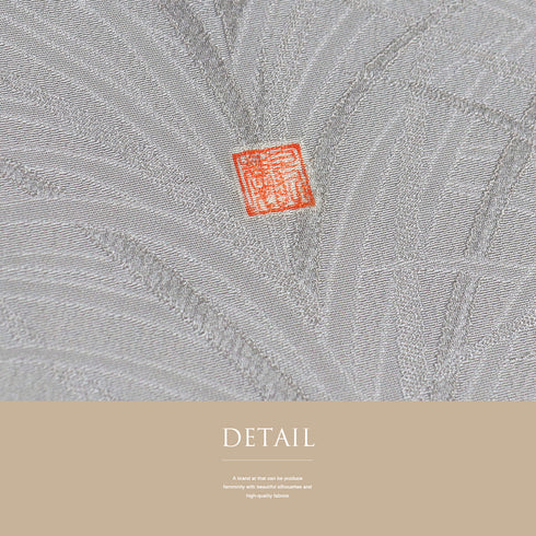 付下げ リサイクル 身丈159cm 裄66.4cm 袷 地紋 大王松模様 グレー Mサイズ セミフォーマル お洒落 落款 正絹 広衿 Sランク