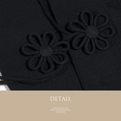 道中着 リサイクル 身丈95cm 裄68cm 袷 両面 地紋 ブラック Lサイズ お洒落 正絹 Sランク