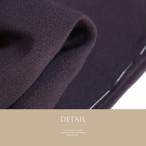 色無地 リサイクル 身丈155cm 裄62cm 袷 パープル Sサイズ セミフォーマル お洒落 落款 一つ紋 しつけ糸 正絹 広衿 地紋なし Sランク