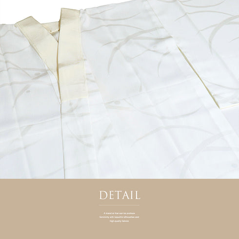 長襦袢 リサイクル 長襦袢 身丈130cm 裄66cm 袷 露芝の地紋 ホワイト Mサイズ ポリエステル 洗える着物 袖無双 Sランク