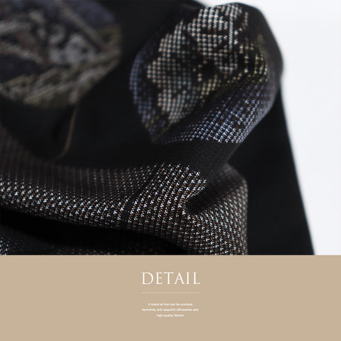 紬 リサイクル 身丈170.8cm 裄70.6cm 袷 丸に松竹梅柄 ブラック LLサイズ お洒落 カジュアル 正絹 広衿 Sランク