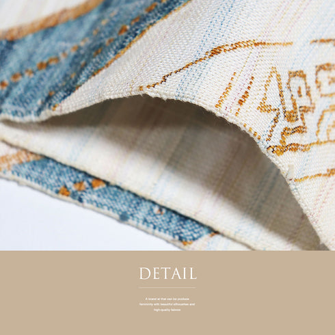 名古屋帯 リサイクル 帯丈368cm 六通 幾何学柄 ベージュ Mサイズ 正絹 Sランク カジュアル お洒落