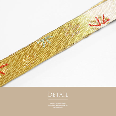 帯締め・帯揚げセット リサイクル お洒落 平組紐 オレンジ 正絹 新品・未使用品